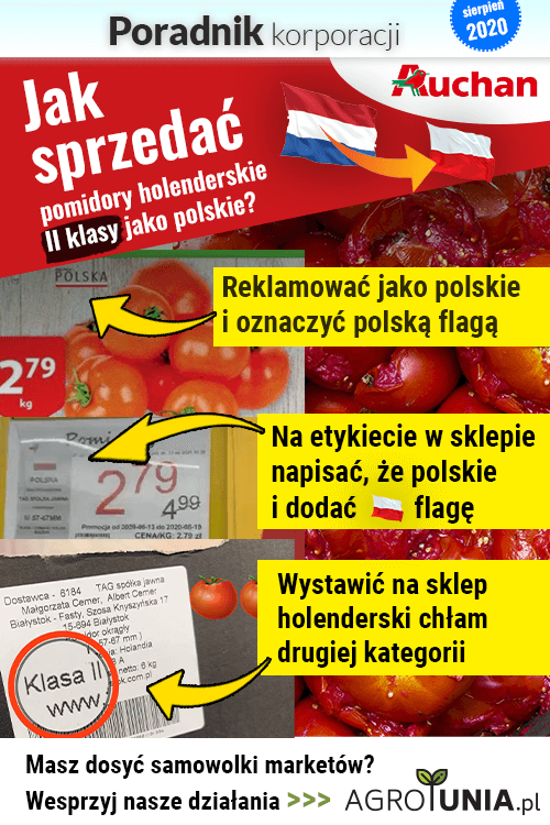 agrolajt.pl - AUCHAN sprowadza do Polski pomidory II kategorii i nazywa je polskimi!